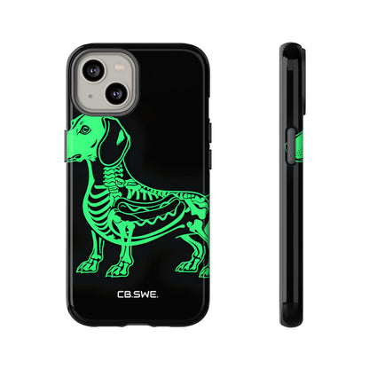 Neon Green Dachshund X-Ray Illustration Hotdog Phone Cover iPhone 14 - Tough