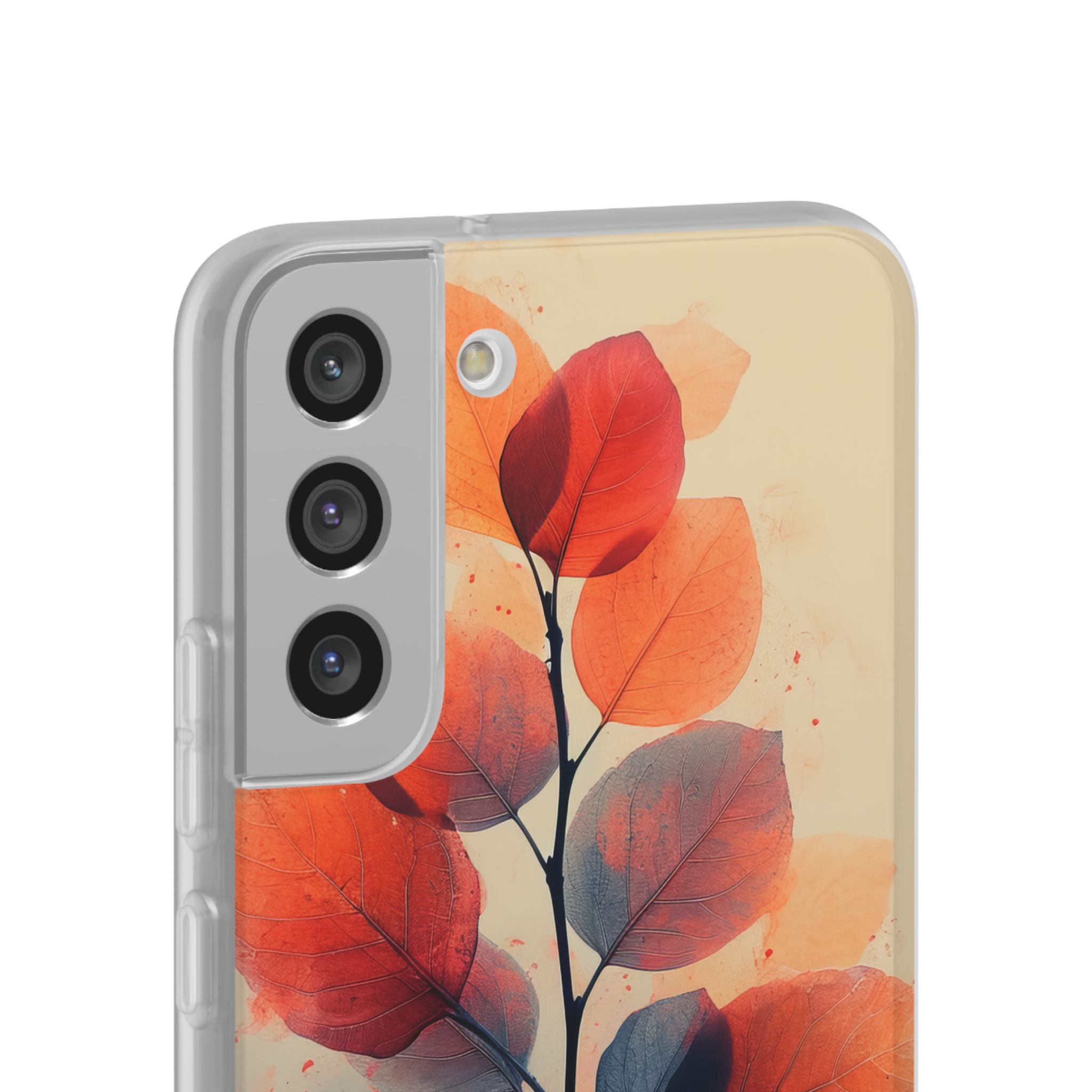 Orange Gray Leaves - Flexi Samsung S22 Phone Case