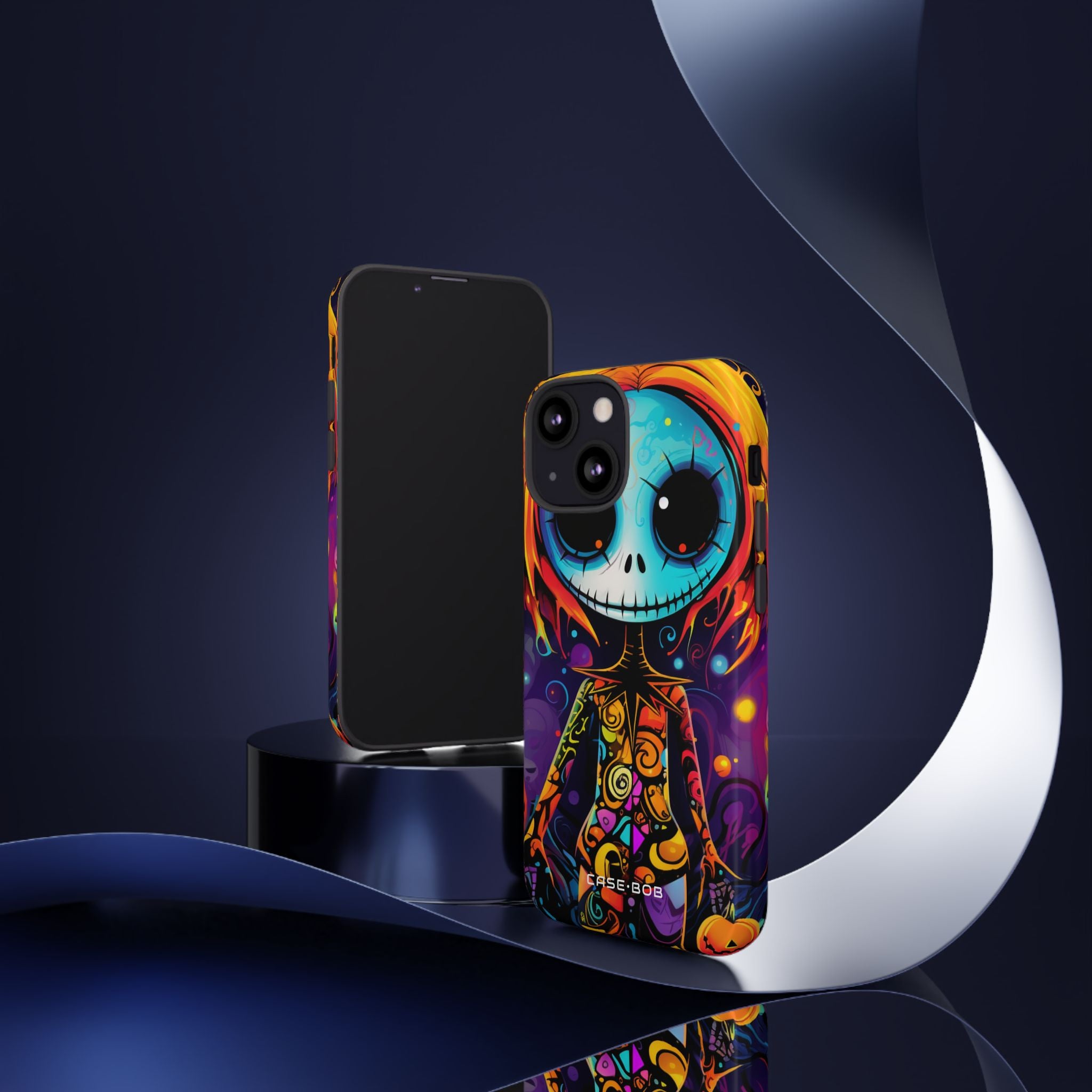 Blue Skull Swirl iPhone 13 Mini Case - Tough