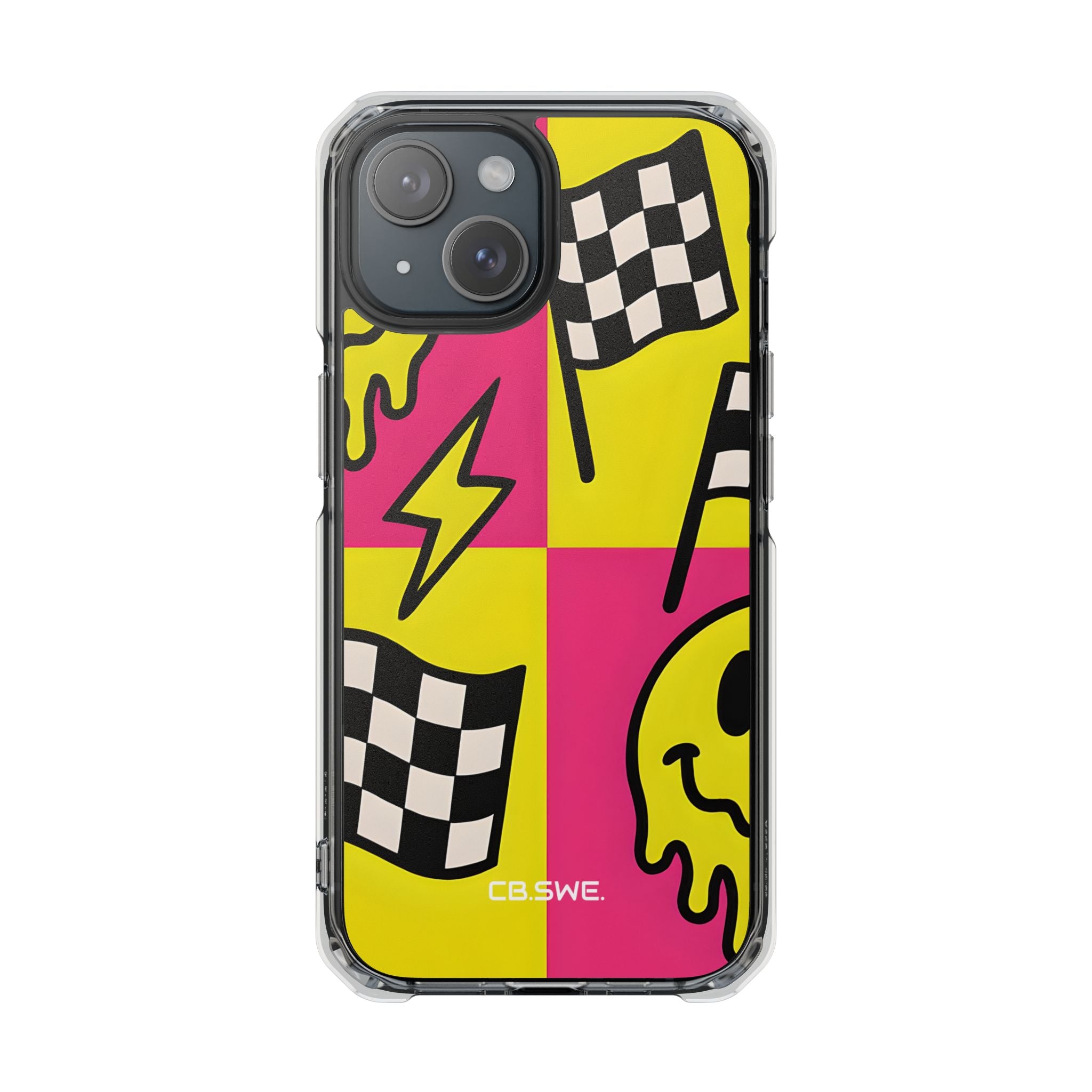 Vibrant Pop Art Smiling Faces and Lightning iPhone 15 - Impact Clear+