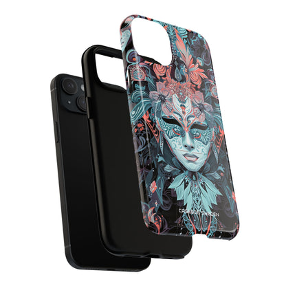 Mystic Teal Coral Mask - Tough + MagSafe® iPhone 15 Phone Case