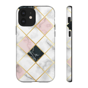 Pink Marble Geometric iPhone Case (Protective) iPhone 12 Glossy Phone Case