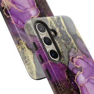 Purple Marble & Gold Phone - Protective Phone Case