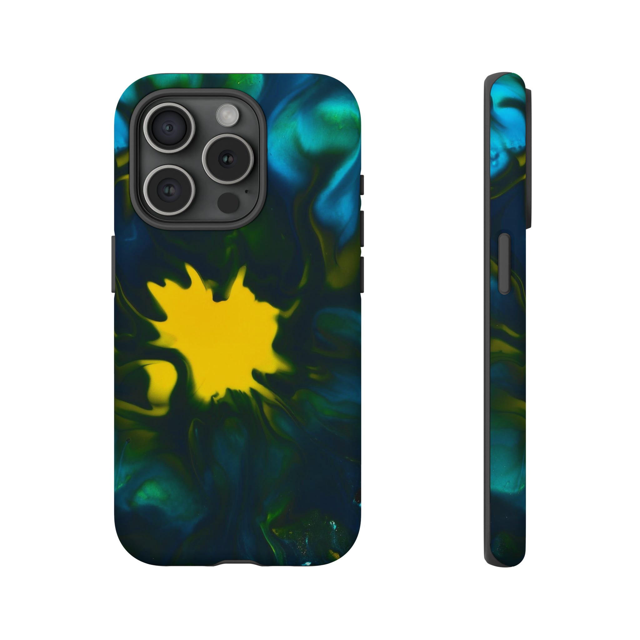 Yellow Spot Ink Art - Protective Phone Case