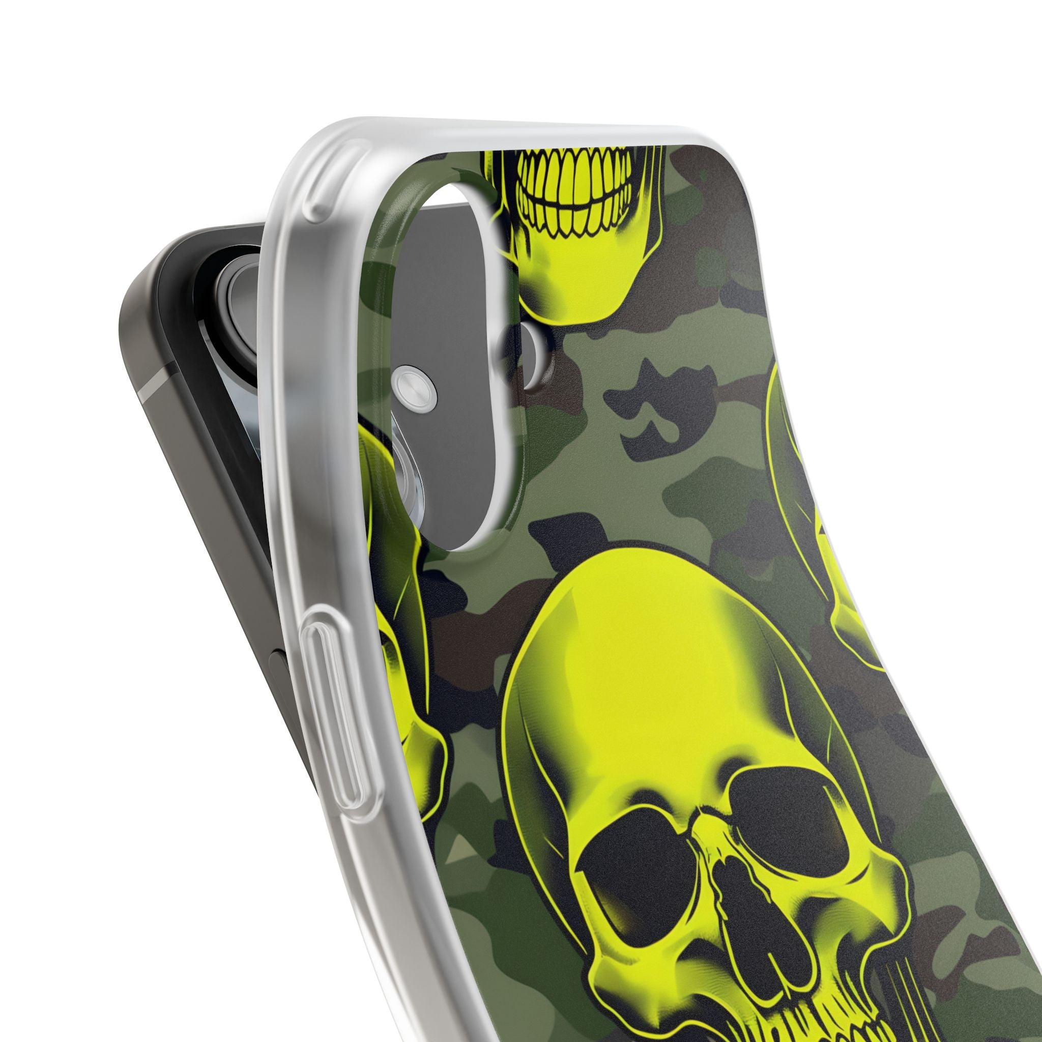 Neon Skull Camo iPhone 16 Plus Case - Soft