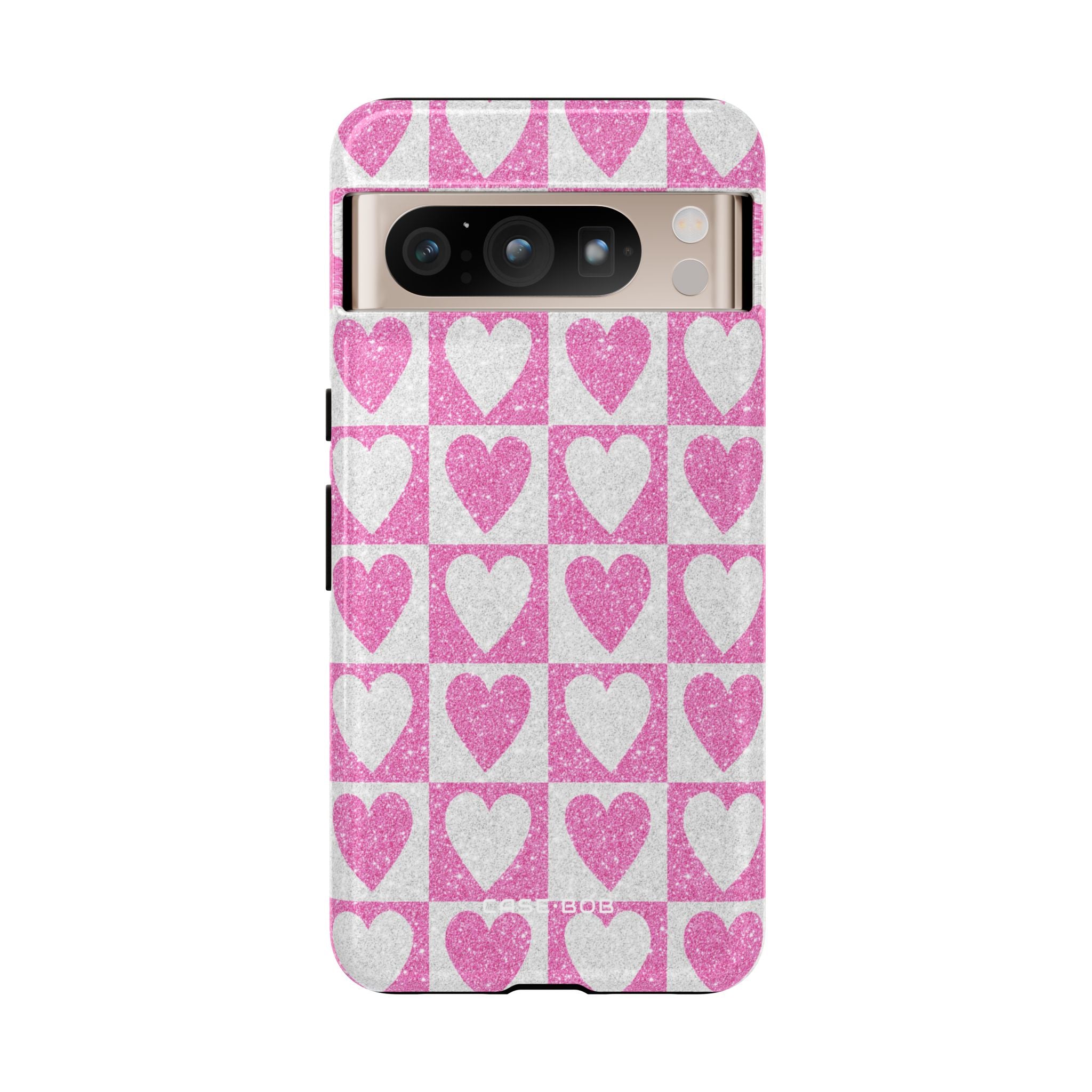 Glitter Heart Grid Google Pixel 8 Pro Case - Tough