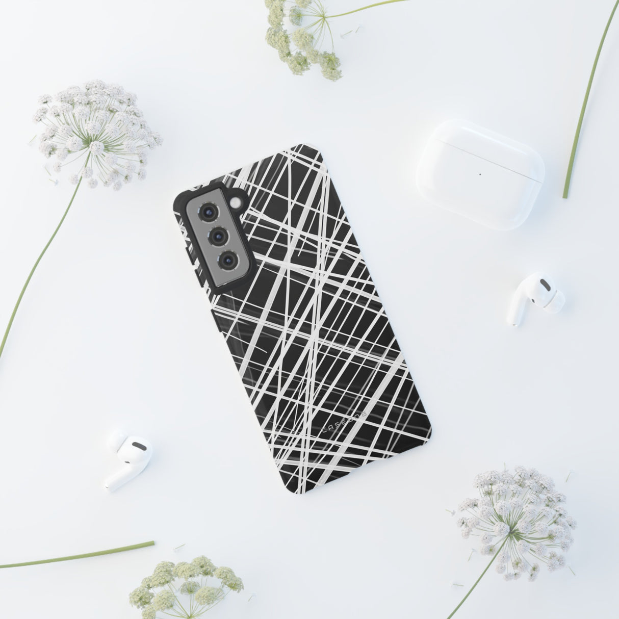 White Line Elegance - Protective Phone Case