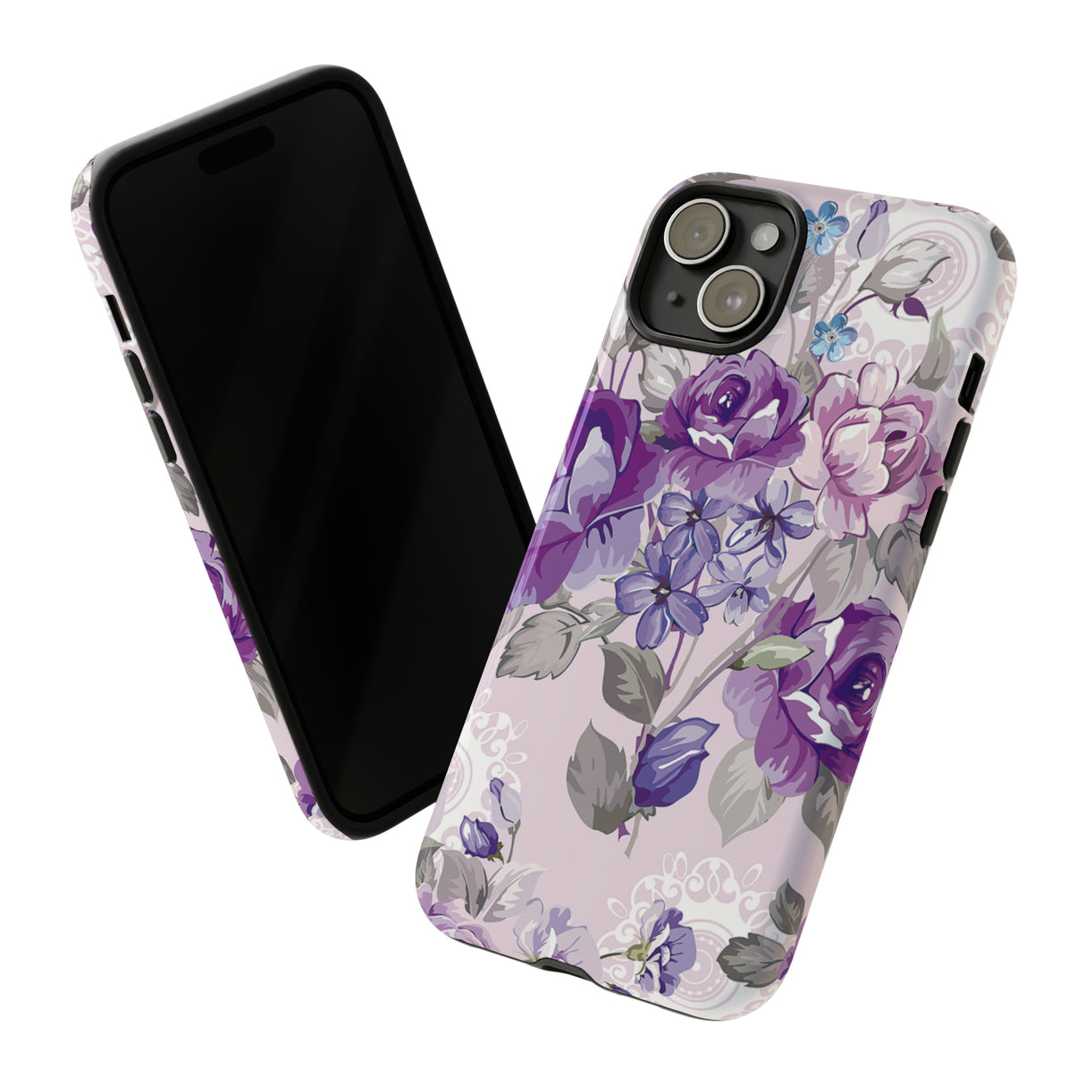 Beautiful vintage purple flower iPhone case - Protective Phone Case