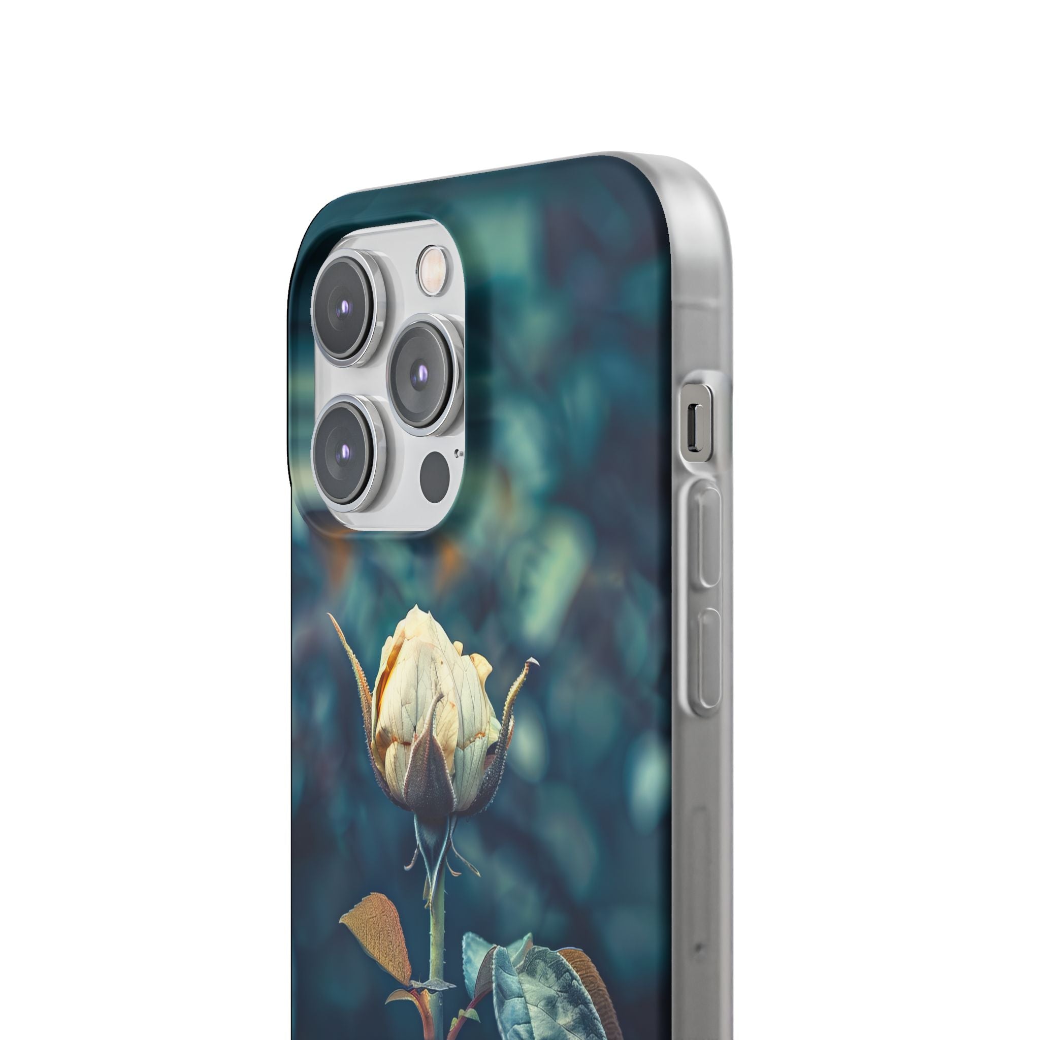 Teal Rosebud Serenade | Flexible Phone Case for iPhone