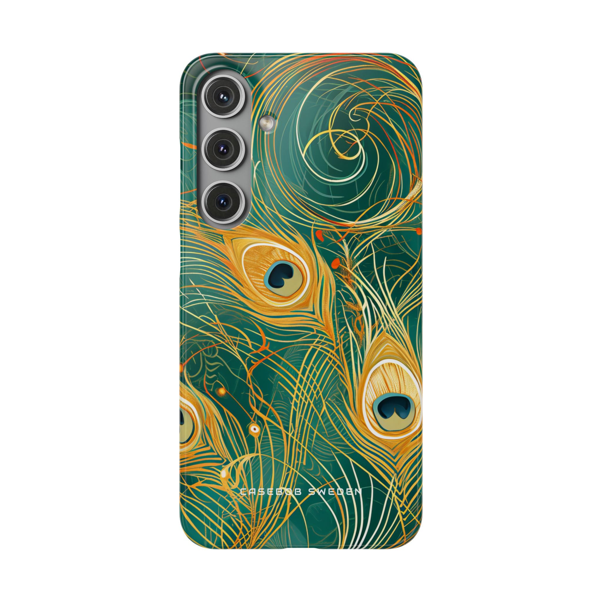 Peacock Elegance in Teal and Gold Samsung S24 - Slim Phone Case