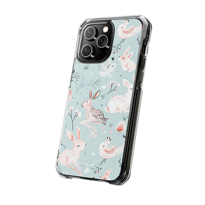 Whimsical Bunny Blossom - Clear Impact iPhone 14 Phone Case