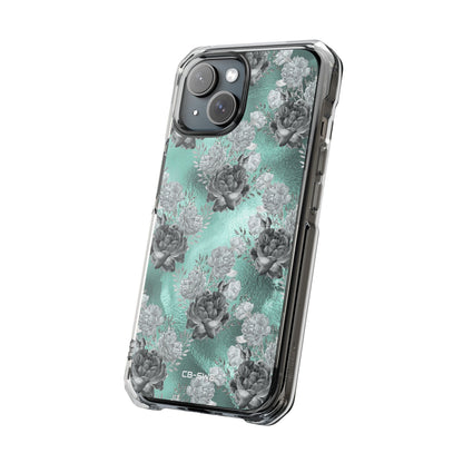 Teal Floral Elegance iPhone Case - Impact