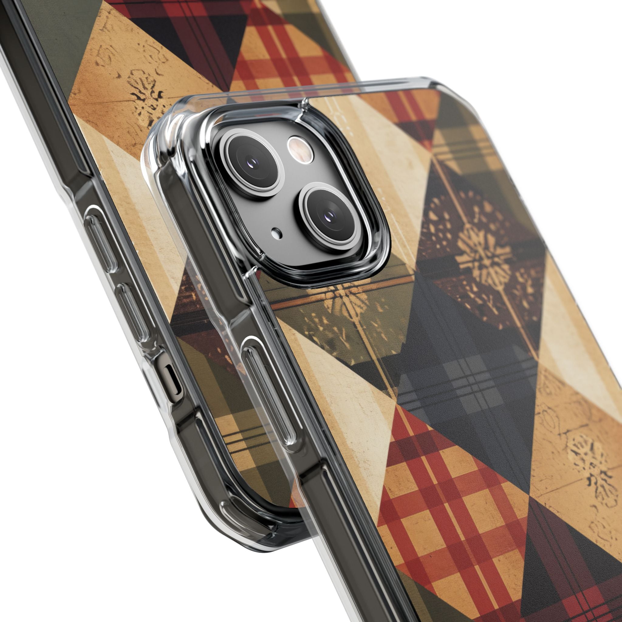 Rustic Geometric Patchwork Harmony iPhone 14 - Clear Impact Phone Case