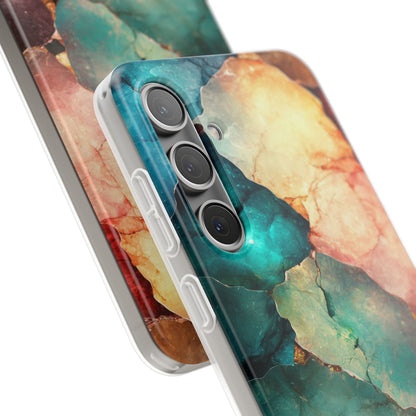 Teal Mosaic Veins Samsung S24 Plus Case - Soft
