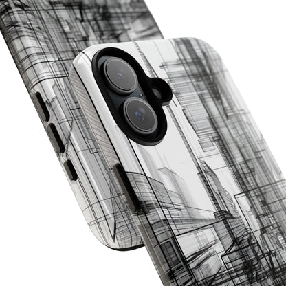 Urban Complexity: Black Lines Design - for iPhone 16