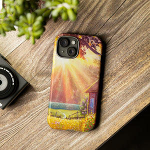 Flower Bushes Wooden House - Protective Phone Case