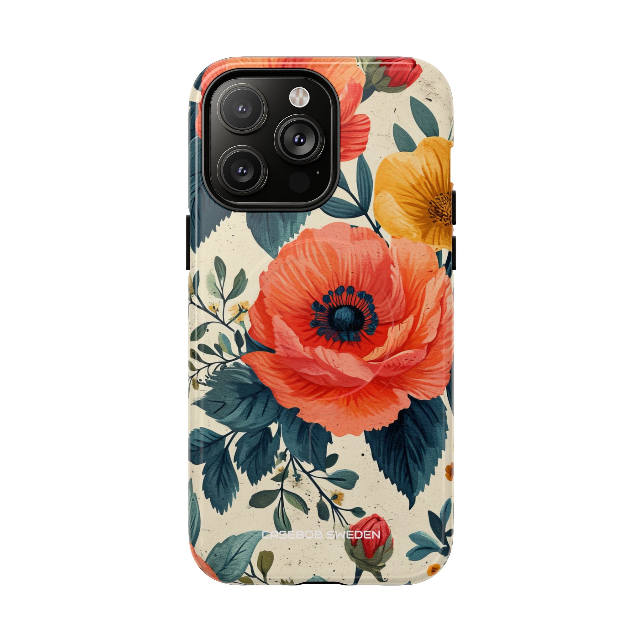 Vibrant Botanical Poppies - Tough + MagSafe® iPhone 14 Phone Case