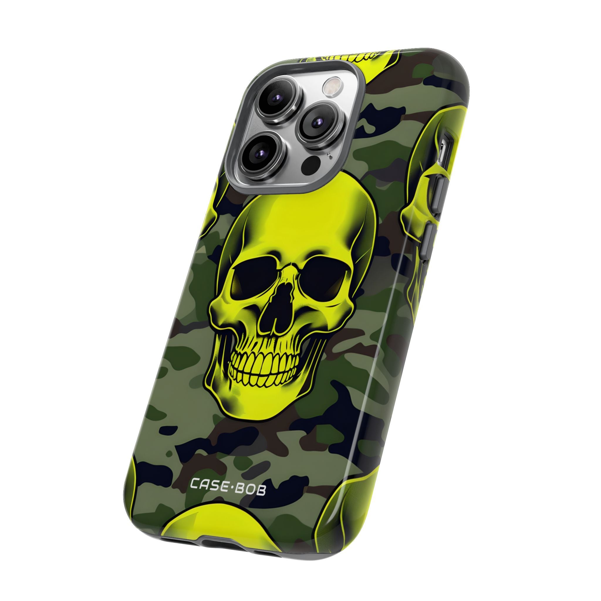 Neon Skull Camo iPhone 14 Pro Case - Tough