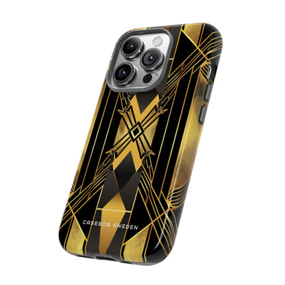 Golden Geometric Elegance iPhone 14 - Tough Phone Case