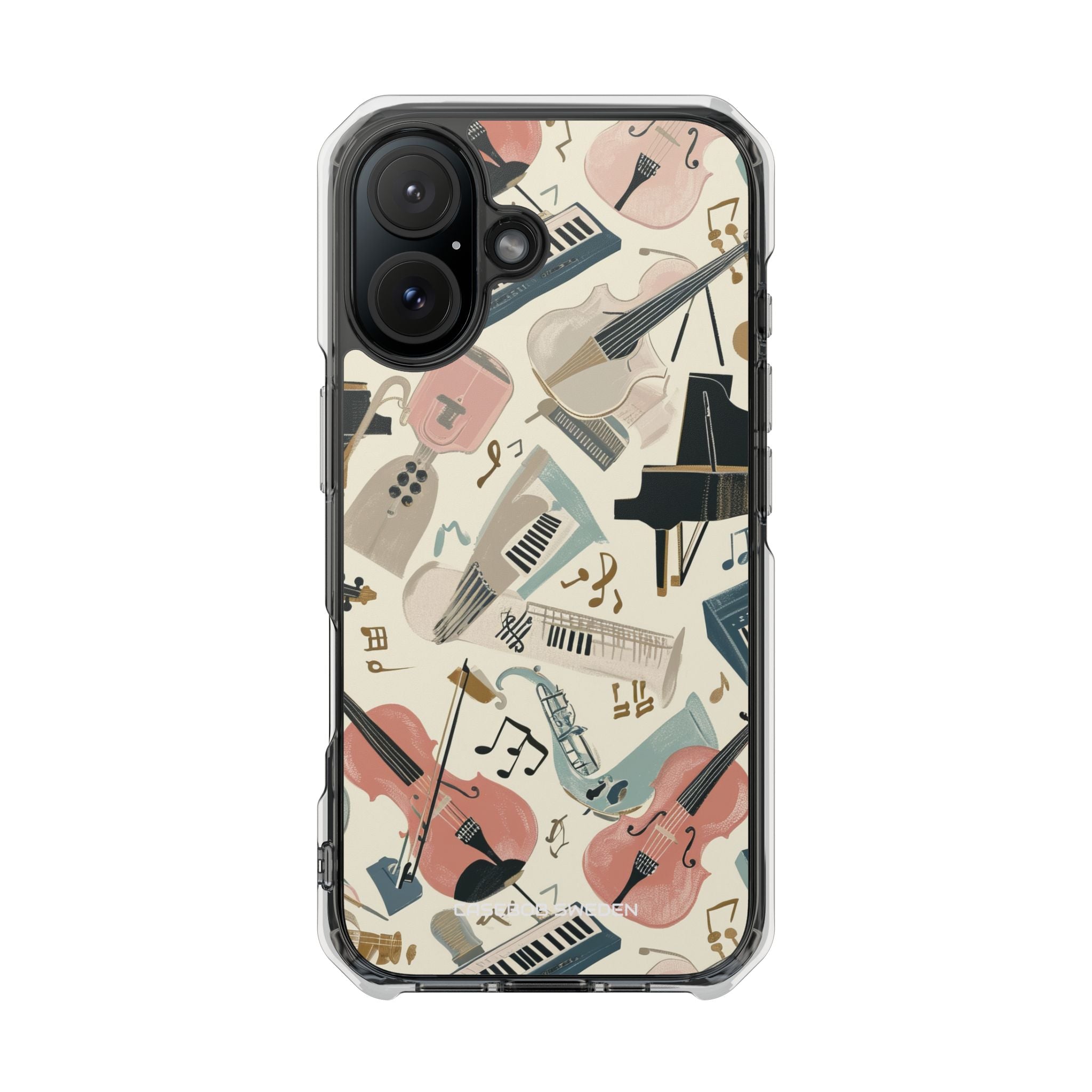 Beige Musical Instruments Pattern - Clear Impact iPhone 16 Phone Case