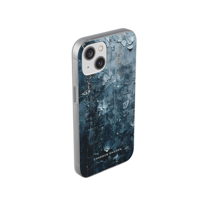 Weathered Blue Tapestry with Cracked Layers iPhone 14 - Flexi Phone Case