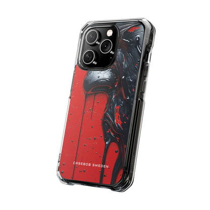 Textured Crimson Bloom iPhone 14 - Clear Impact Phone Case