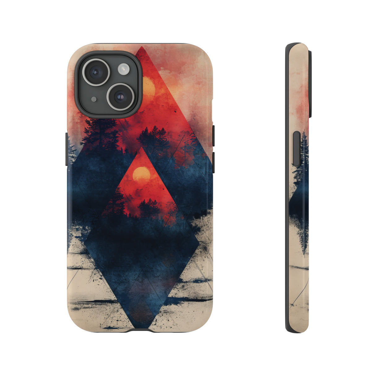 Pastel Triangle Forest Dusk - Protective Phone Case