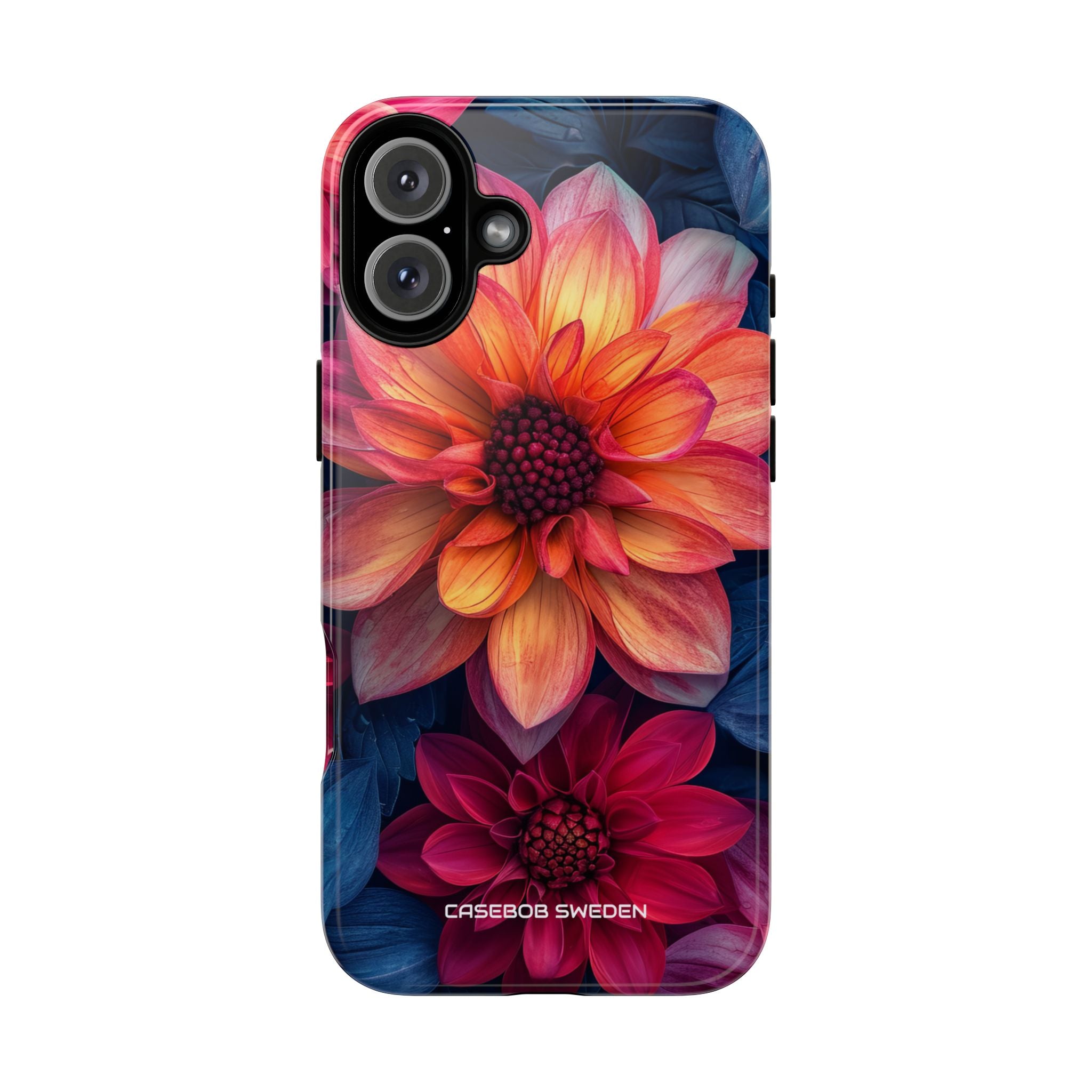 Floral Harmony Orange Blue - Tough iPhone 16 Phone Case