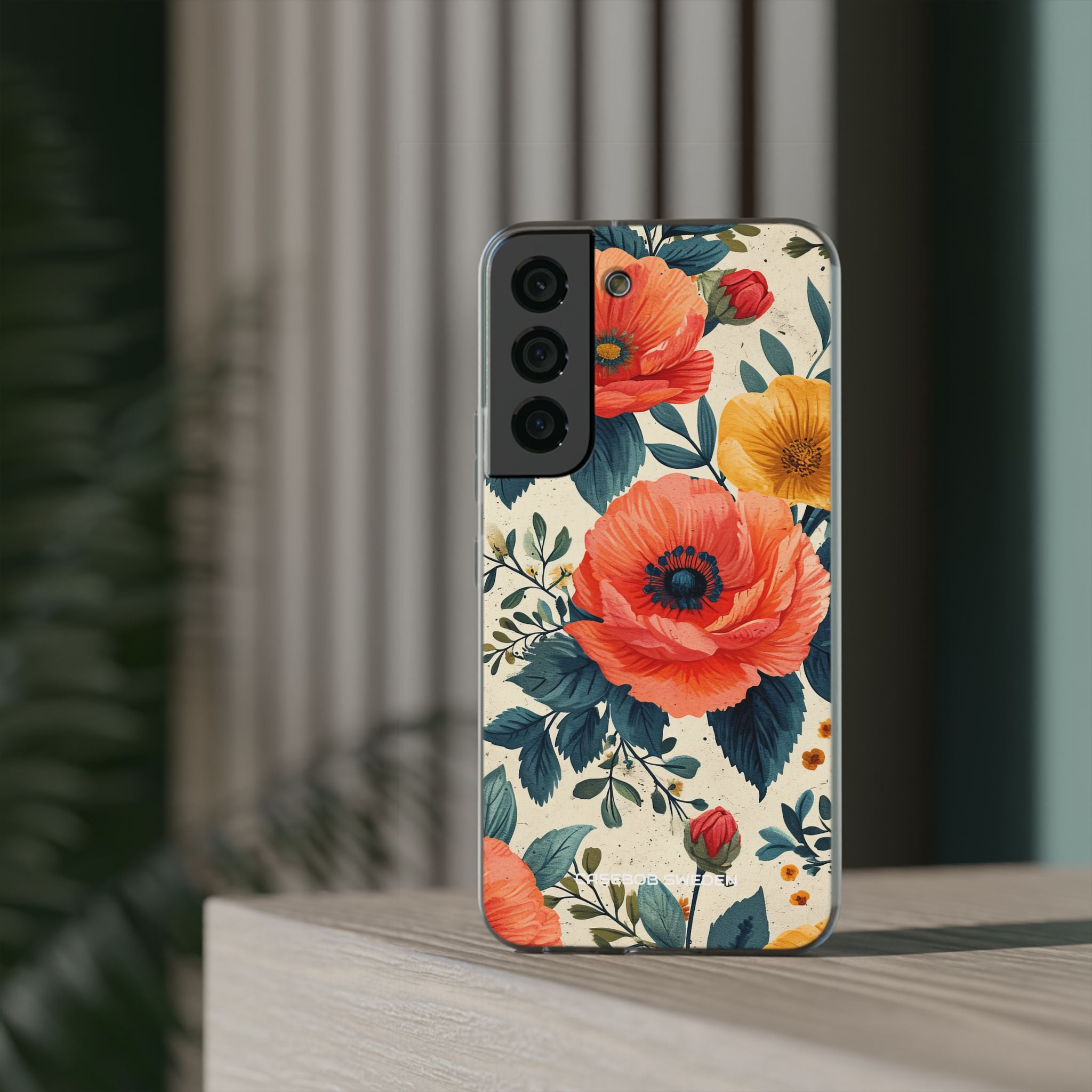 Vibrant Botanical Poppies - Flexi Samsung S22 Phone Case