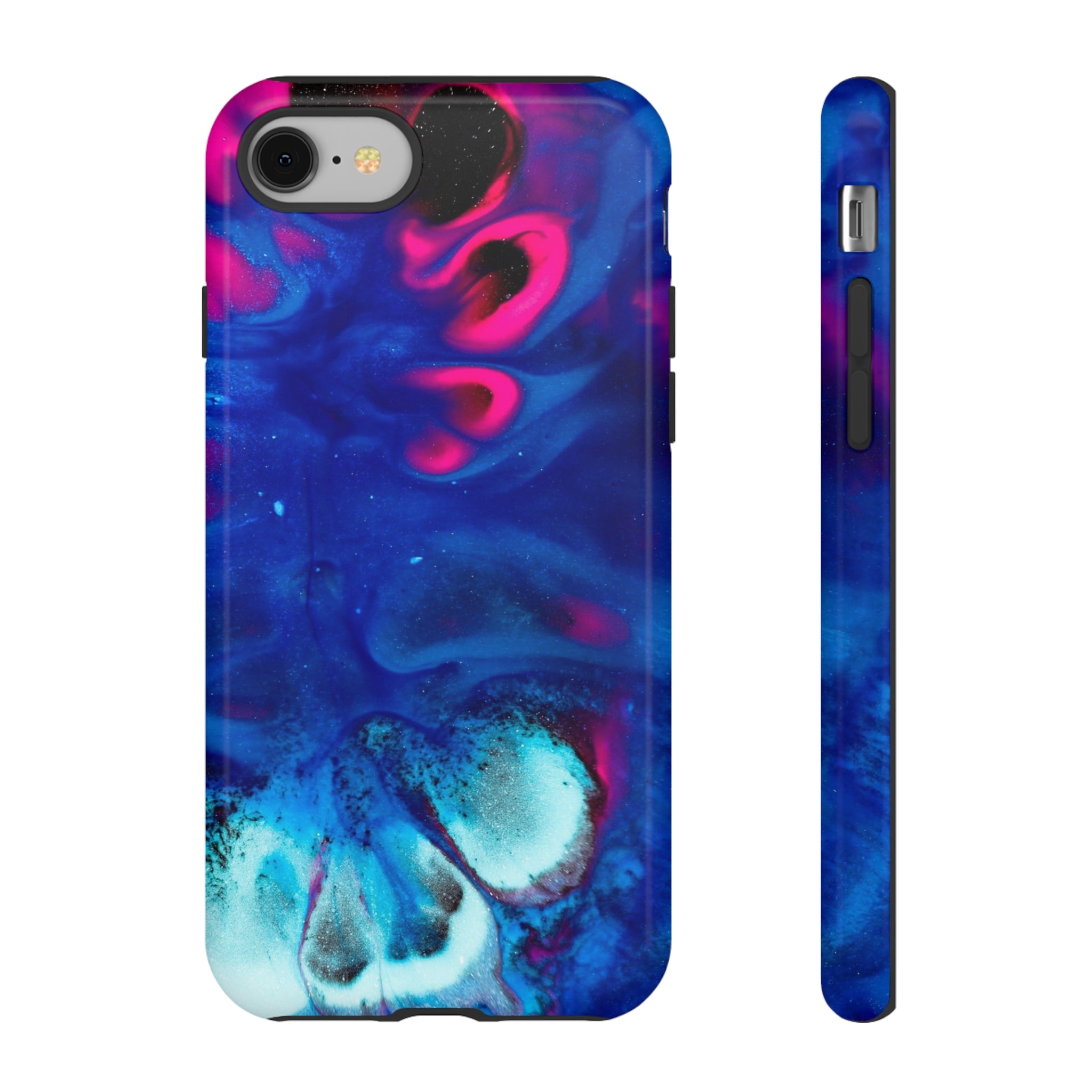 Bright Dark Blue Ink Art iPhone Case (Protective) iPhone 8 Glossy Phone Case