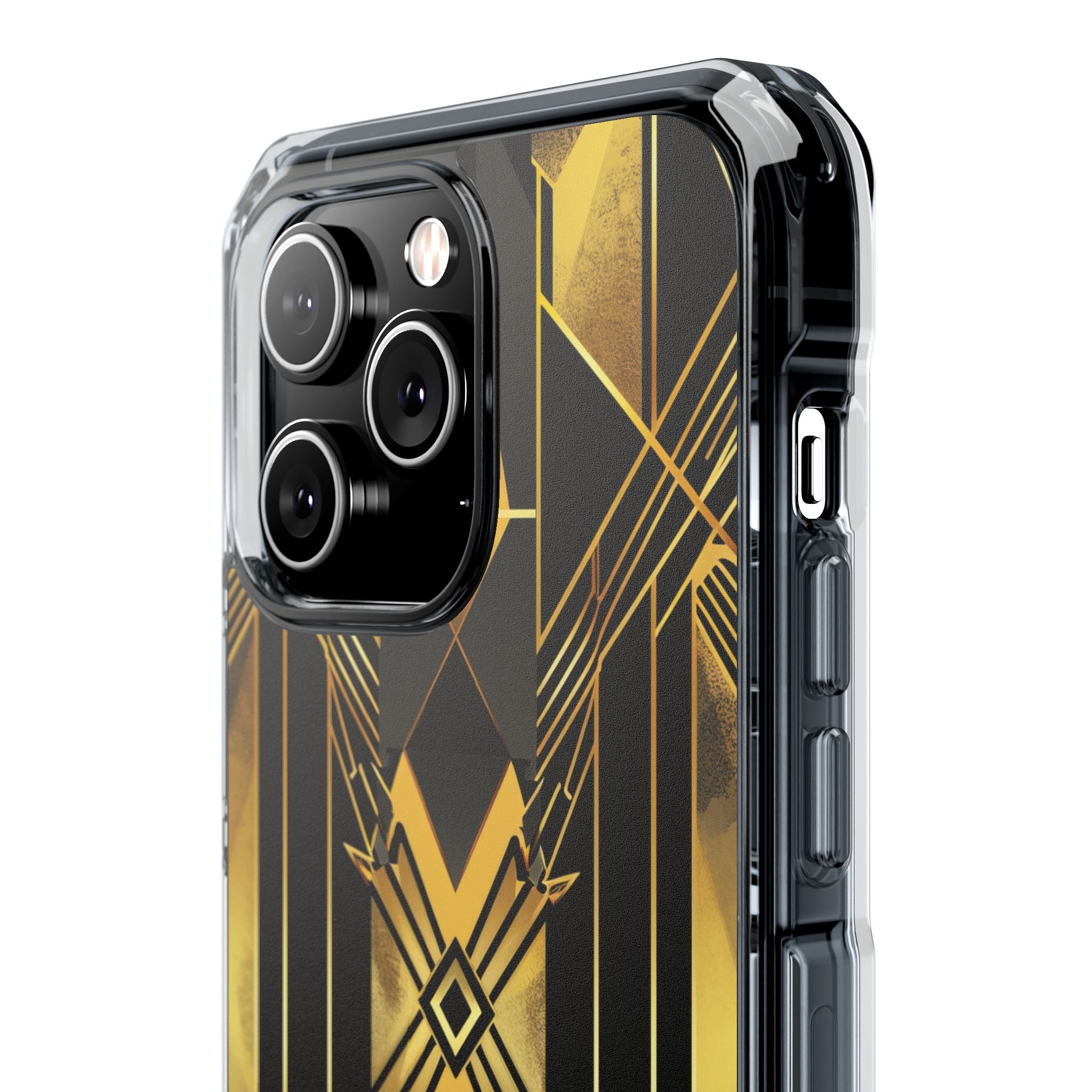 Golden Geometric Elegance iPhone 14 - Clear Impact Phone Case