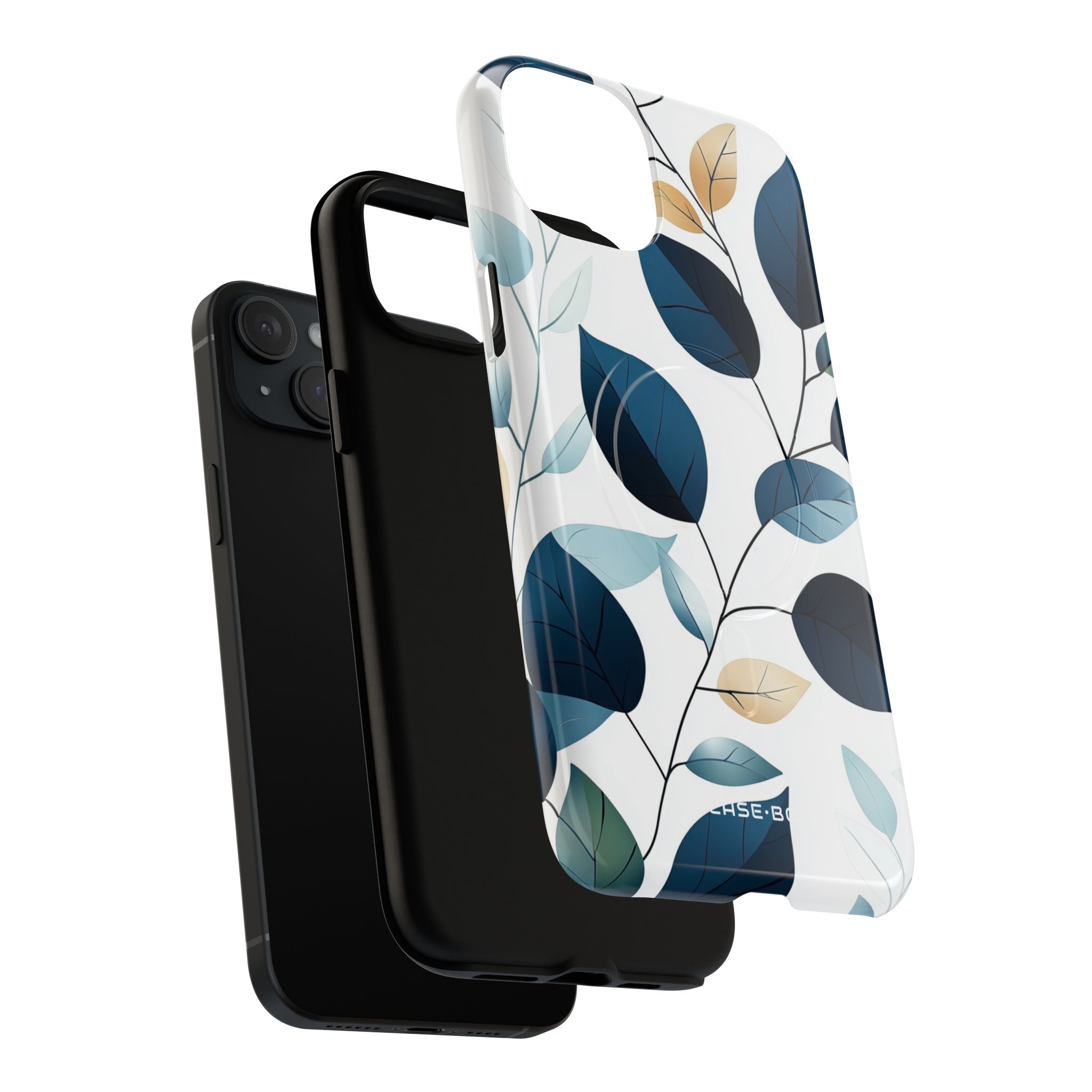 Navy Leaf Veins iPhone 15 Plus Case - Tough+