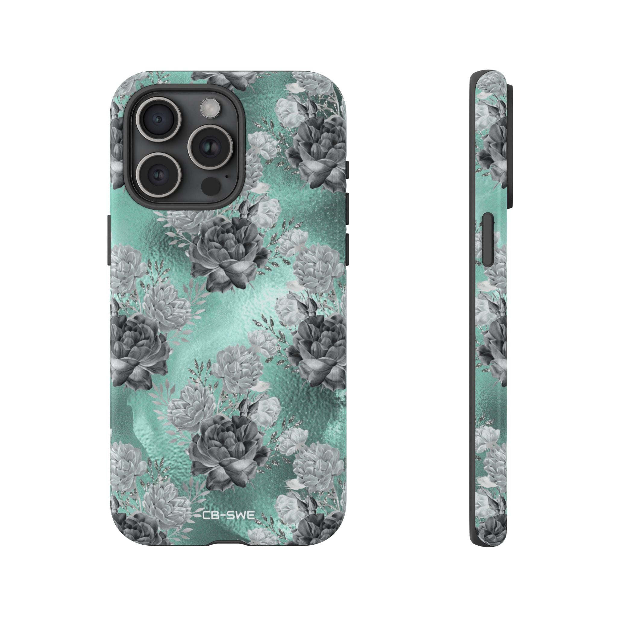 Teal Floral Elegance - iPhone Case