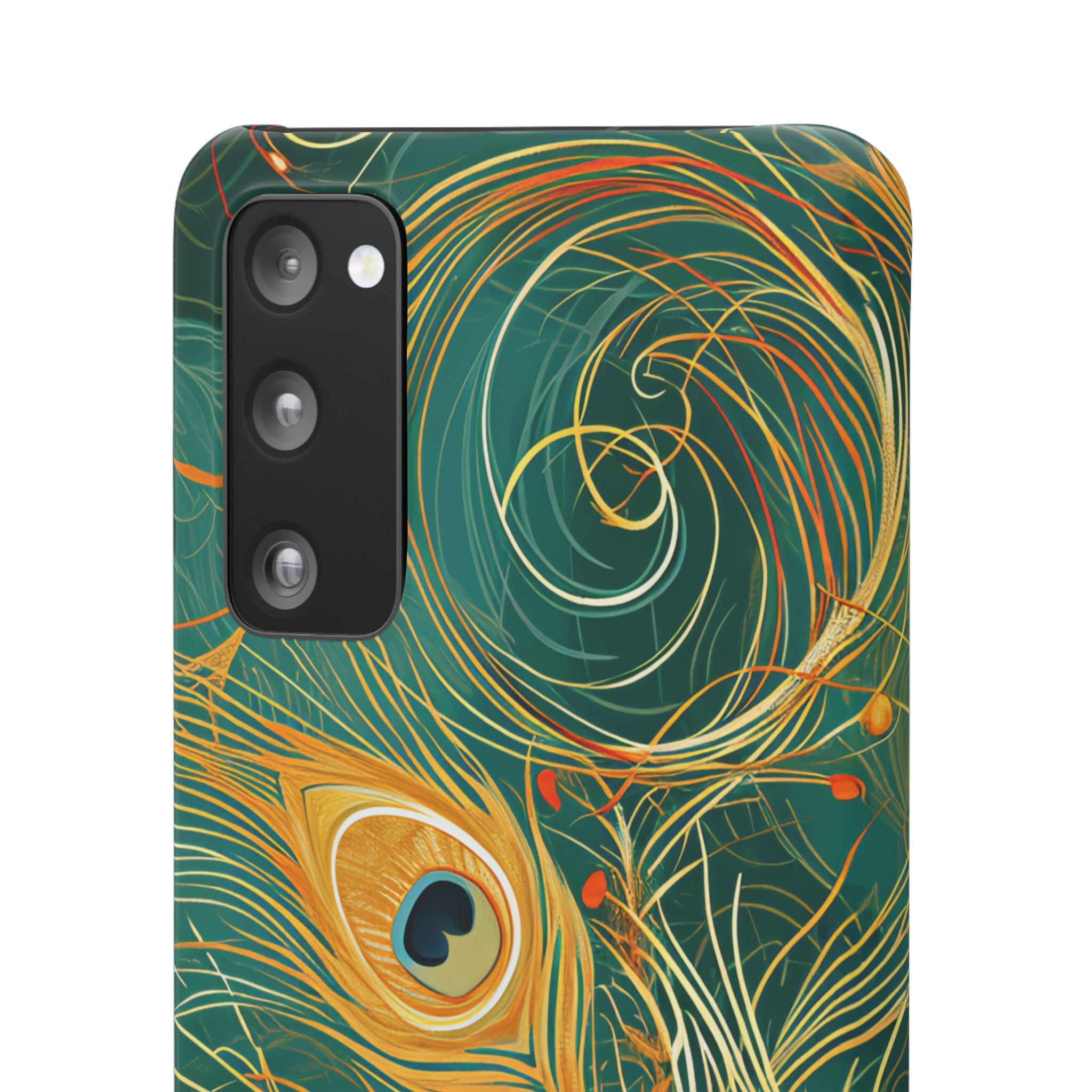 Peacock Elegance in Teal and Gold Samsung S20 - Slim Phone Case