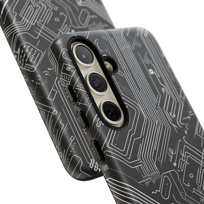 Circuitry Dreams: Abstract Black Design - For Samsung S24