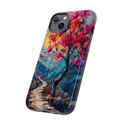 Vibrant Geometric Tree Landscape iPhone 14 - Tough Phone Case