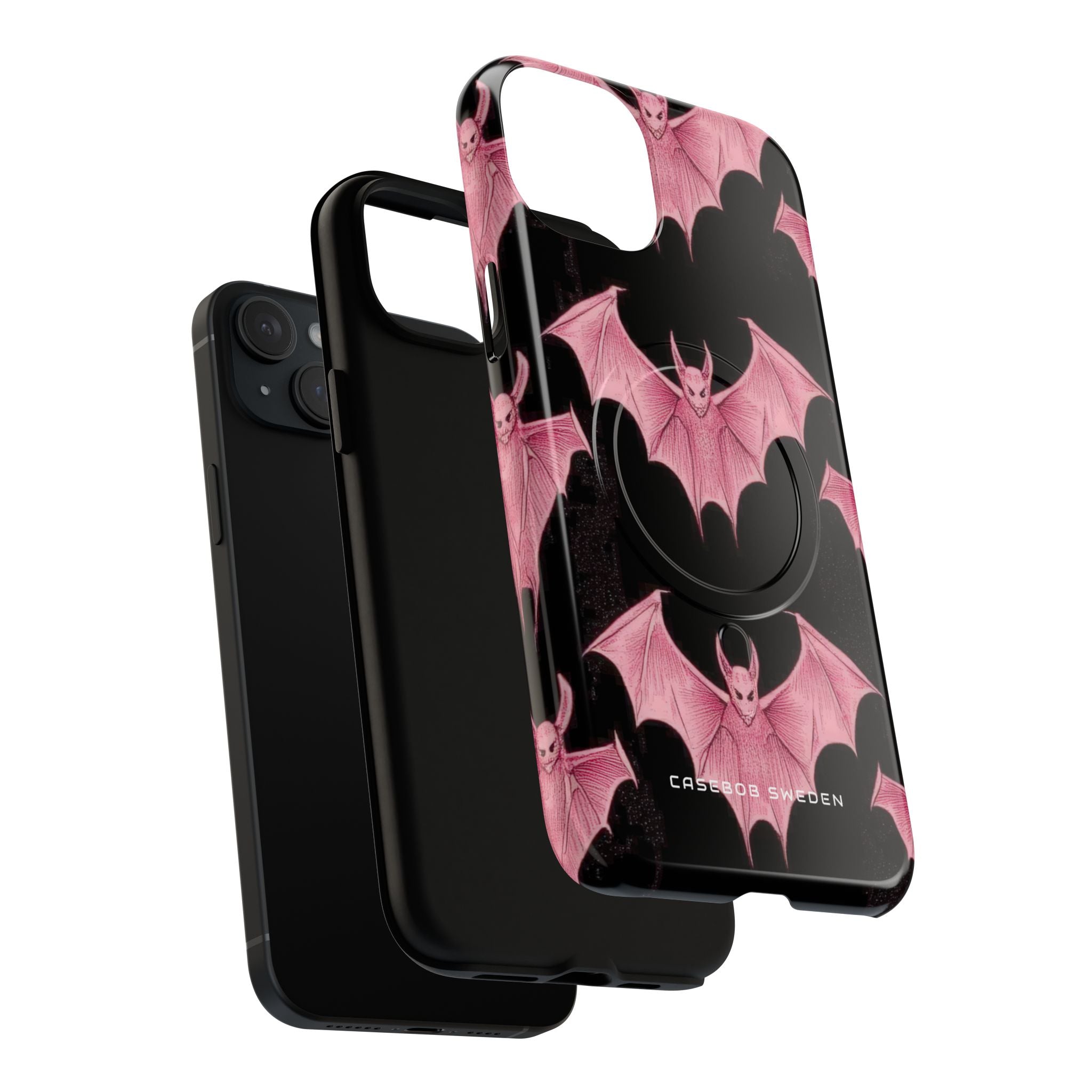 Gothic Pink Bats Aflame iPhone 15 | Tough+ Phone Case