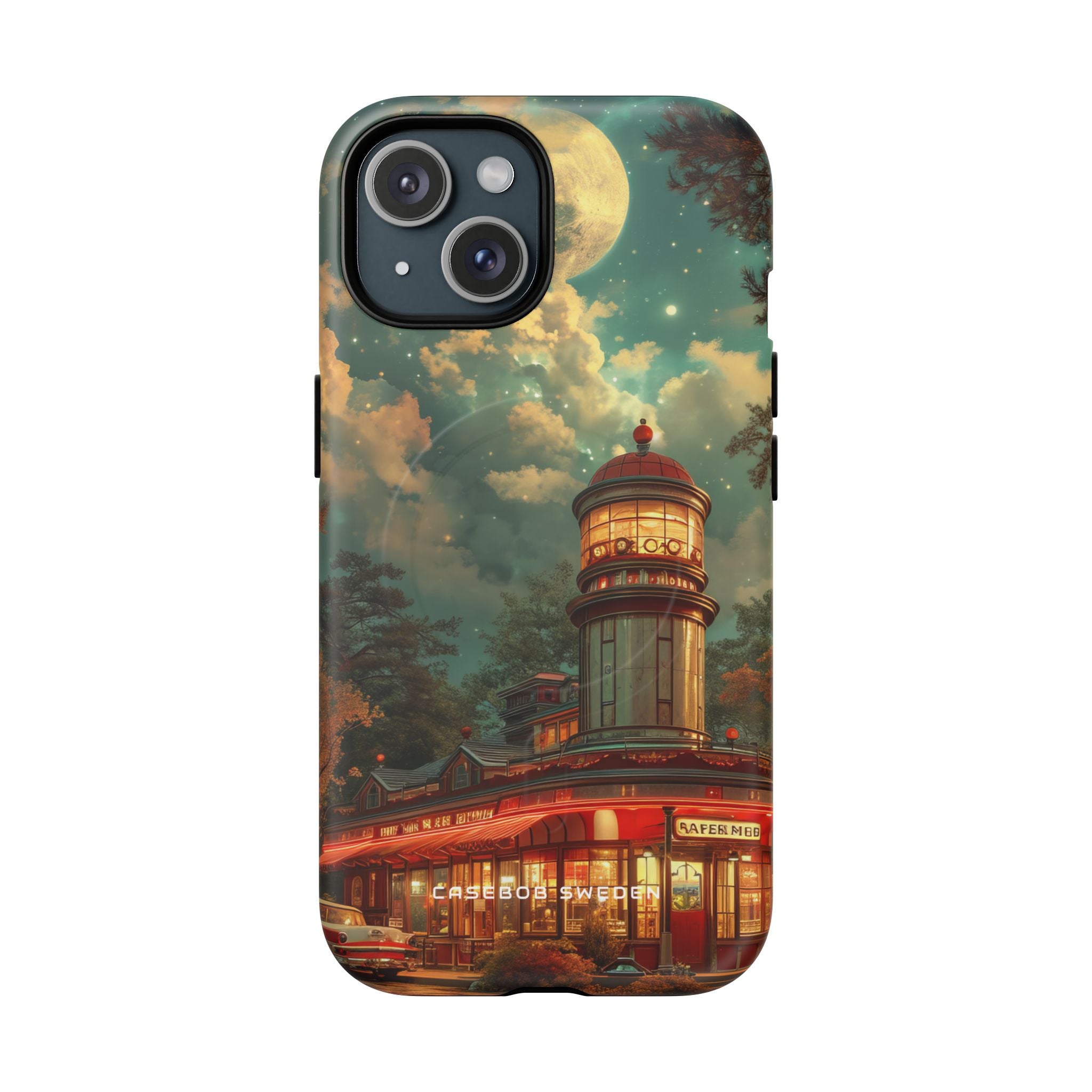 Vintage Moonlit Diner Fantasy iPhone 15 | Tough+ Phone Case