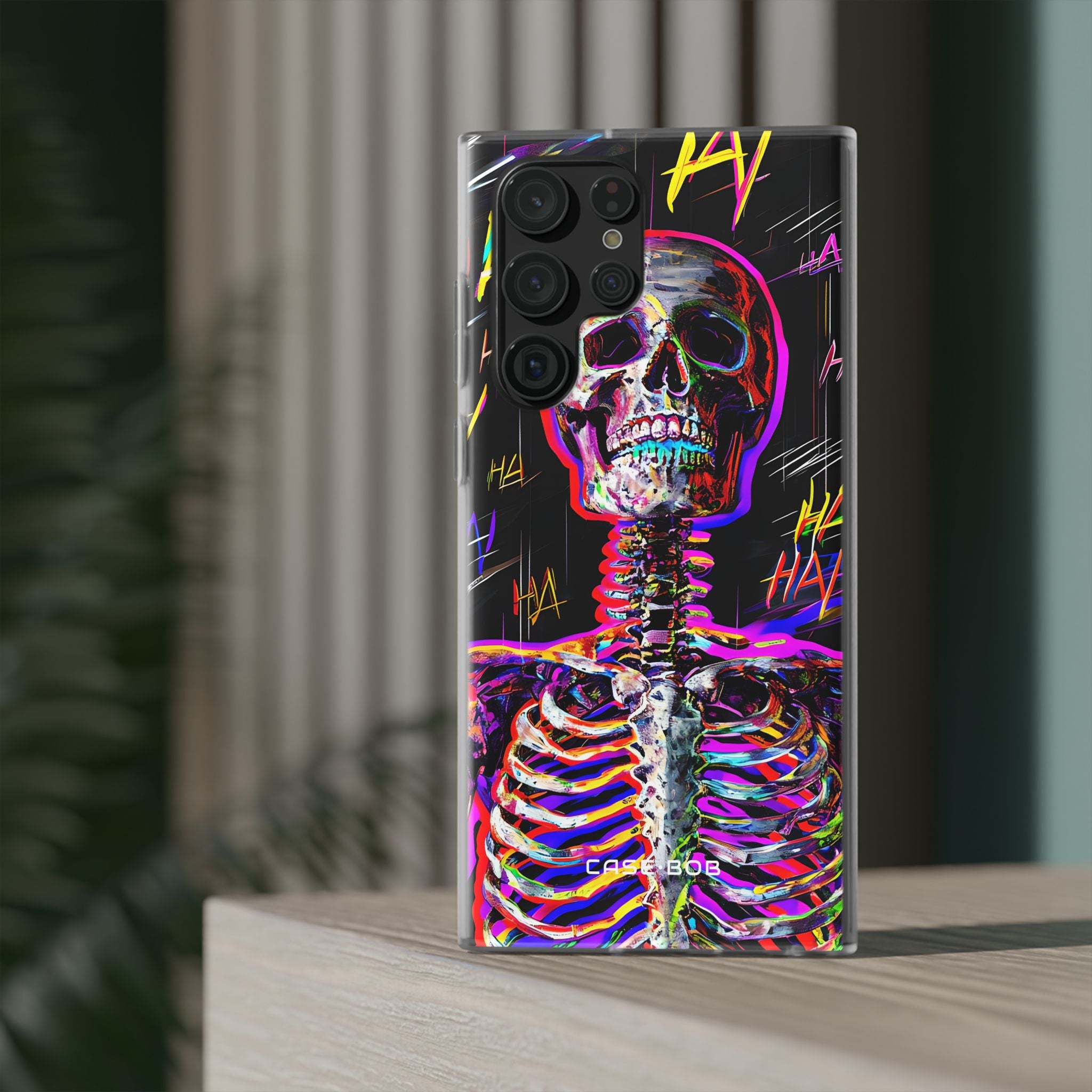 Neon Skeleton Laugh Samsung S22 Ultra Case - Soft
