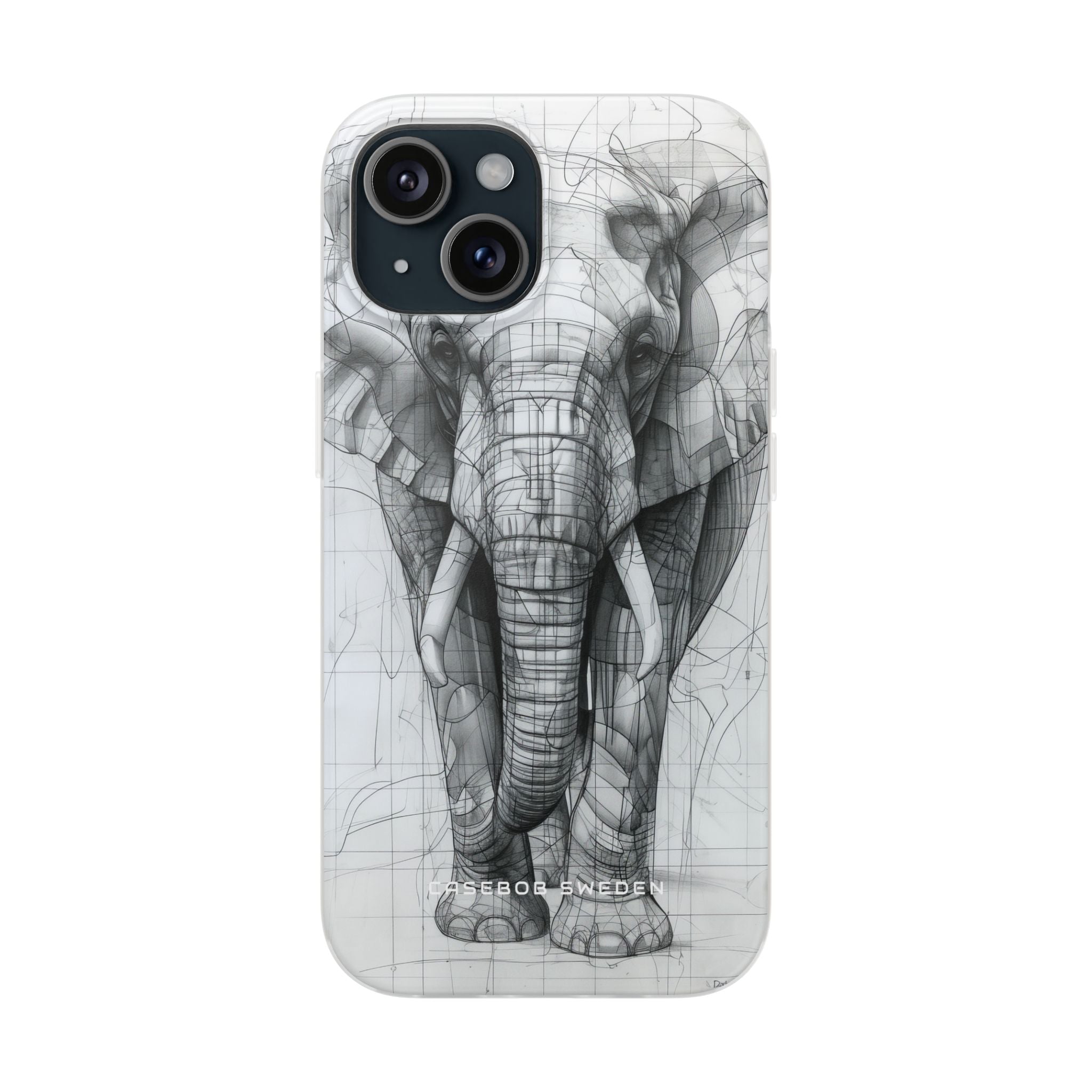 Elephant Line Geometry iPhone 15 - Flexi Phone Case