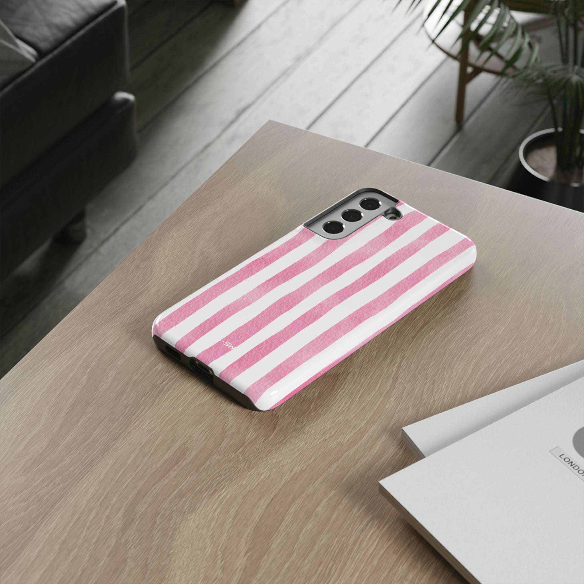 Pink Watercolor Stripes - Samsung Case