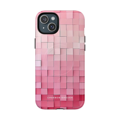 Farbverlauf Rosa Mosaik iPhone 15 | Tough+ Handyhülle