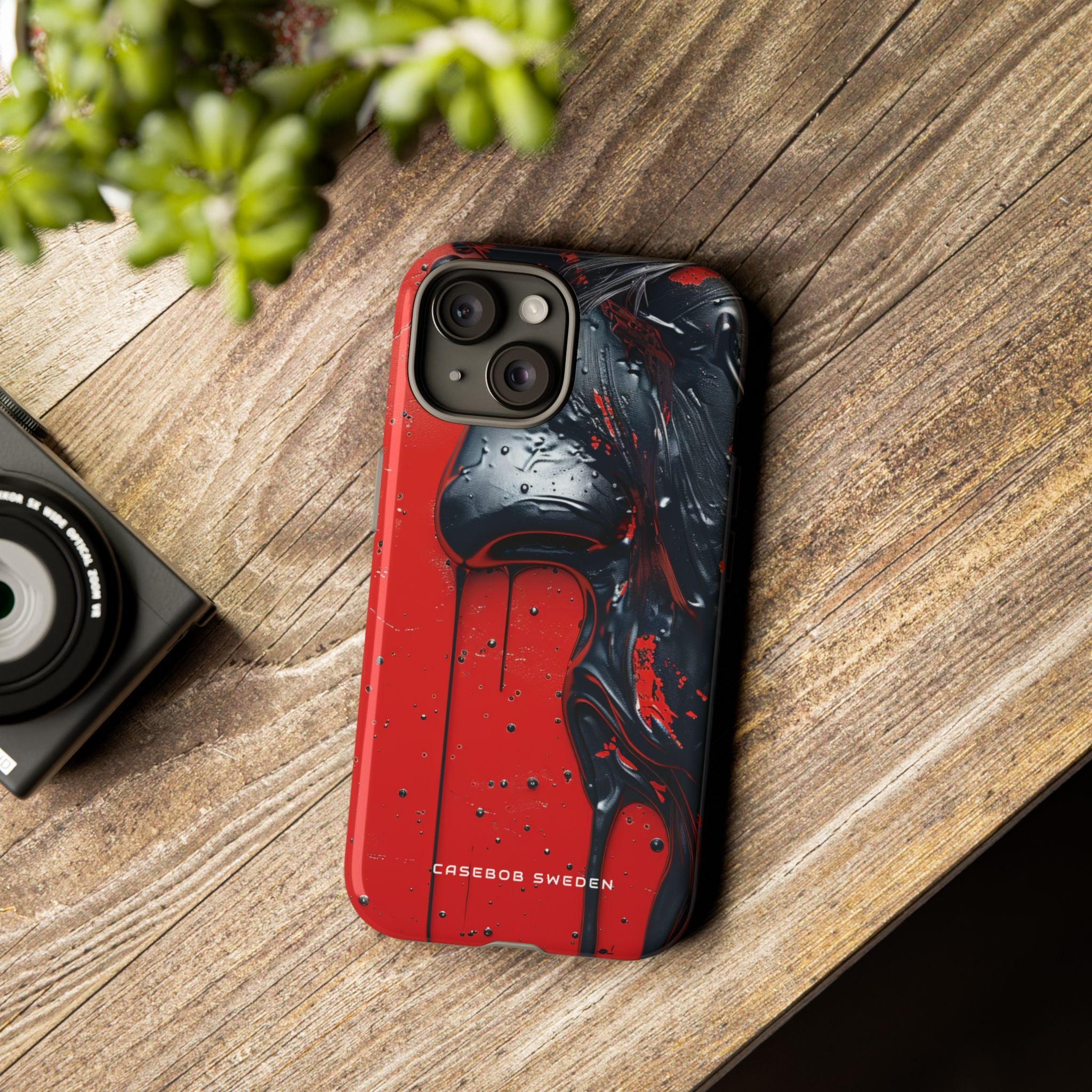 Textured Crimson Bloom iPhone 15 - Tough Phone Case