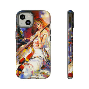 Oil panting - Girl playing Violoncello - Protective Phone Case