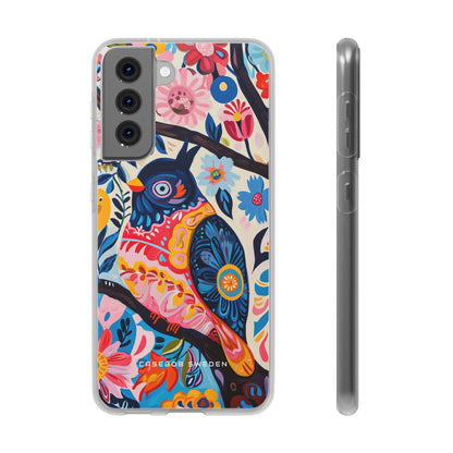 Whimsical Vintage Owl with Floral Charm Samsung S21 - Flexi Phone Case