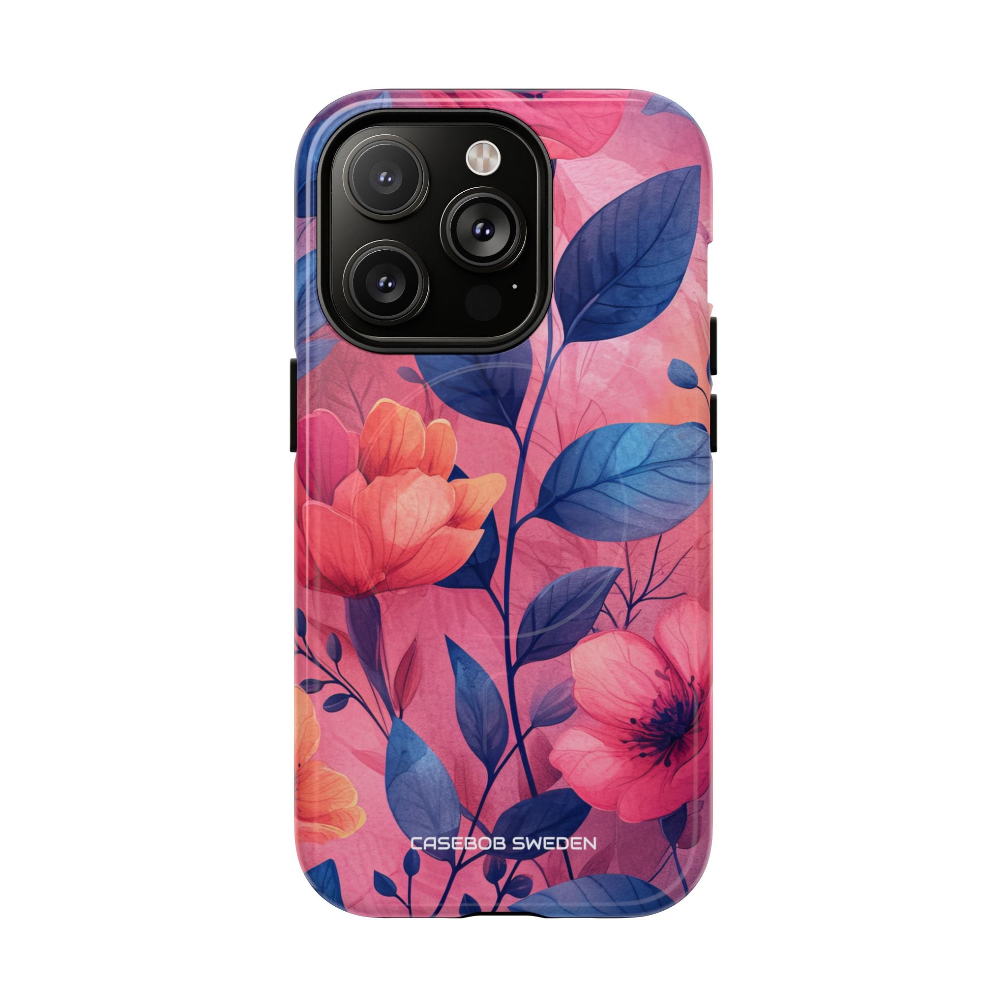 Pink Blue Floral - Tough + MagSafe® iPhone 14 Phone Case