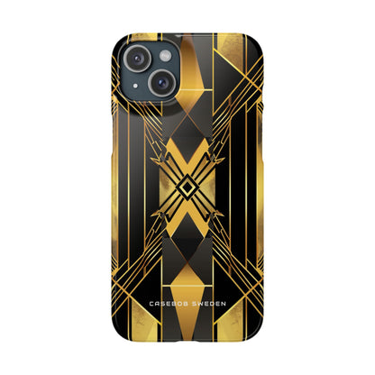 Golden Geometric Elegance iPhone 15 - Slim Phone Case