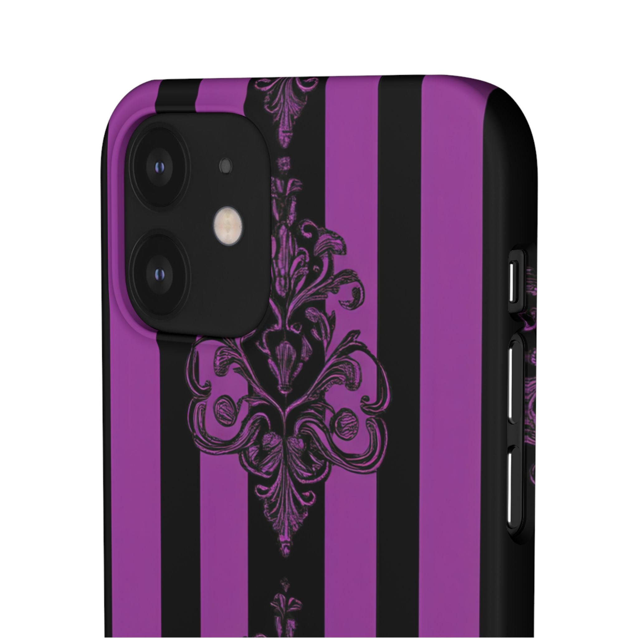 Gothic Elegance with Vertical Stripes and Ornamental Motifs iPhone 12 - Slim Phone Case