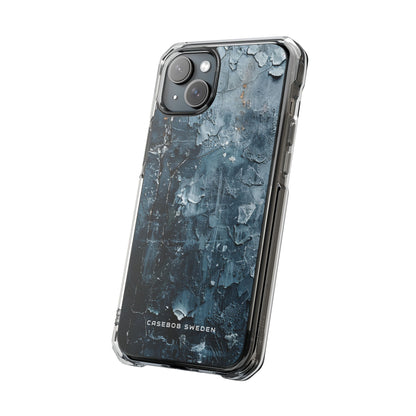 Weathered Blue Tapestry with Cracked Layers iPhone 15 - Clear Impact Phone Case