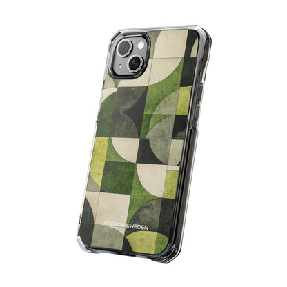 Green Geometric Harmony - Clear Impact iPhone 14 Phone Case